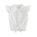 Fly Sleeve Collar Toddler Top White 12-18 M