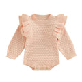 Long Sleeve Solid Ruffles Baby Romper