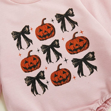 Long Sleeve Halloween Bows Baby Bodysuit