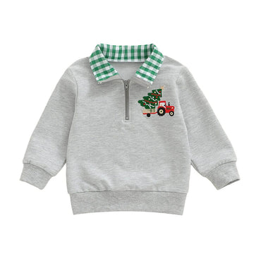 Long Sleeve Christmas Collar Toddler Sweatshirt Gray 9-12 M