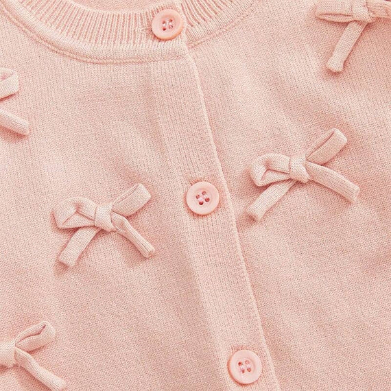 Solid Bows Baby Cardigan