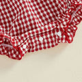 Long Sleeve Gingham Bows Ruffled Baby Romper