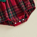 Long Sleeve Christmas Plaid Bows Baby Romper