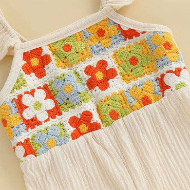 Fly Sleeve Crochet Flared Toddler Jumpsuit