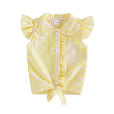 Fly Sleeve Collar Toddler Top Yellow 12-18 M