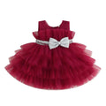 Sparkly Silver Bow Tulle Toddler Dress Red 2T 