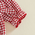 Long Sleeve Gingham Bows Ruffled Baby Romper