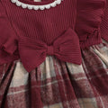 Long Sleeve Plaid Ruffled Bow Baby Romper