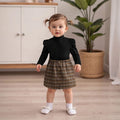 Long Sleeve Plaid Skirt Toddler Set