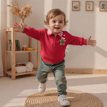 Long Sleeve Christmas Collar Toddler Sweatshirt