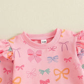 Long Sleeve Ruffled Bows Toddler Set