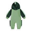 Long Sleeve Dino Hooded Baby Jumpsuit Green 0-3 M 