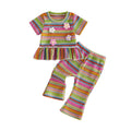 Short Sleeve Striped Colorful Toddler Set