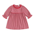 Long Sleeve Striped Toddler Dress Red 9-12 M