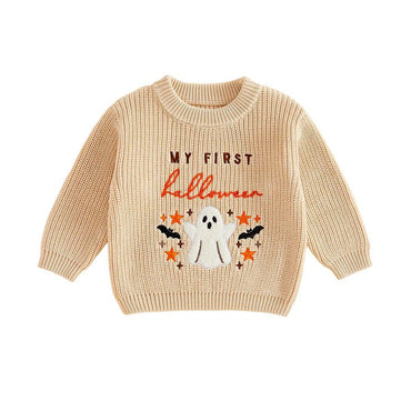 First Halloween Knit Baby Sweater Sweater The Trendy Toddlers Orange 0-3 M 