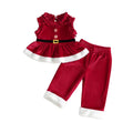 Sleeveless Ruffled Christmas Toddler Set