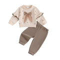 Long Sleeve Bow Solid Pants Toddler Set