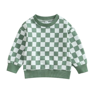 Checkerboard Toddler Sweatshirt sweatshirt The Trendy Toddlers Green 18-24 M 