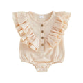 Solid Layered Ruffle Baby Romper Beige 0-3 M