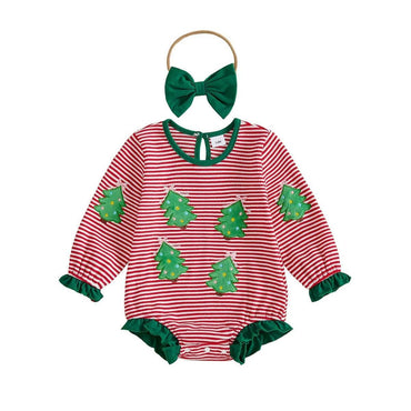 Christmas Tree Striped Baby Romper Rompers The Trendy Toddlers 