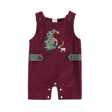 Sleeveless Christmas Ribbed Baby Jumpsuit