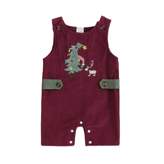 Sleeveless Christmas Ribbed Baby Jumpsuit