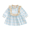 Long Sleeve Blue Plaid Toddler Dress