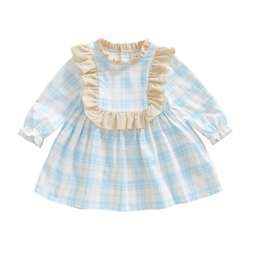 Long Sleeve Blue Plaid Toddler Dress