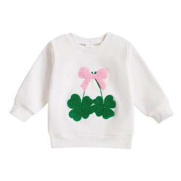 St. Patrick's Day Bow Toddler Sweatshirt White 9-12 M