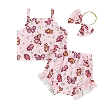 Floral Butterfly Ribbed Baby Set Sets The Trendy Toddlers 