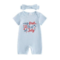 Short Sleeve 4th of July Ribbed Baby Romper Rompers The Trendy Toddlers Blue 0-3 M 