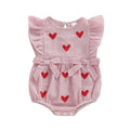 Fly Sleeve Striped Hearts Baby Romper