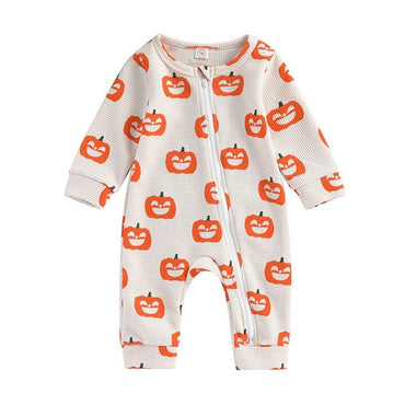 Long Sleeve Zipper Halloween Baby Jumpsuit   