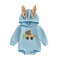 Long Sleeve Bunny Ears Hooded Baby Jumpsuit Blue 0-3 M