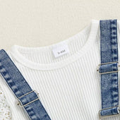 Denim Suspender Skirt Baby Set