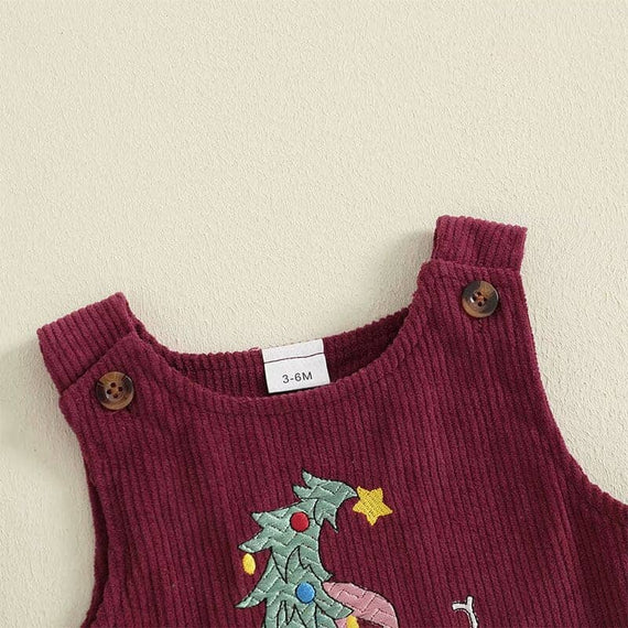 Sleeveless Christmas Ribbed Baby Jumpsuit
