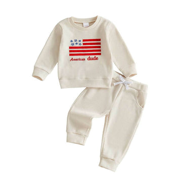 Long Sleeve American Dude Waffle Toddler Set Beige 9-12 M
