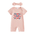 Short Sleeve 4th of July Ribbed Baby Romper Rompers The Trendy Toddlers Pink 0-3 M 