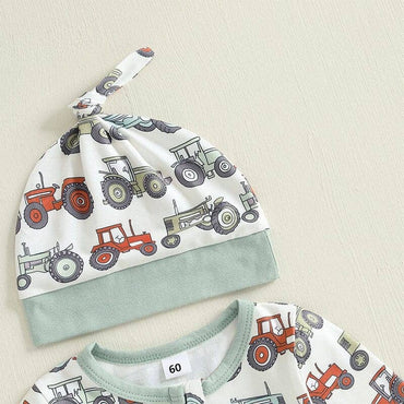 Long Sleeve Zipper Tractor Footed Baby Jumpsuit