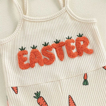 Sleeveless Easter Carrot Flared Toddler Jumpsuit