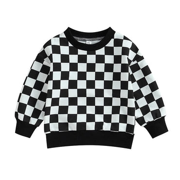 Checkerboard Toddler Sweatshirt sweatshirt The Trendy Toddlers Black 18-24 M 