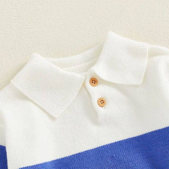 Long Sleeve Collar Color Block Toddler Sweater