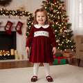Long Sleeve Velvet Holiday Lights Toddler Dress