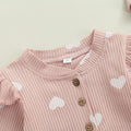 Long Sleeve Pink Hearts Baby Jumpsuit   