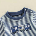Long Sleeve Striped Train Baby Jumpsuit
