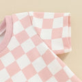 Short Sleeve Pink Checkered Baby Set   
