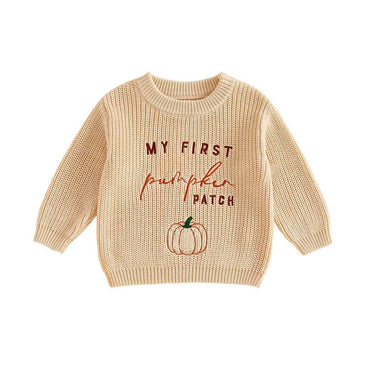 First Halloween Knit Baby Sweater Sweater The Trendy Toddlers Beige 0-3 M 