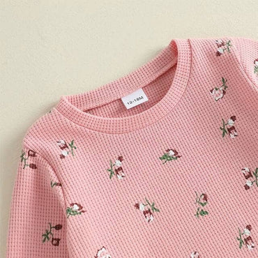 Long Sleeve Pink Floral Flared Toddler Set Sets The Trendy Toddlers 