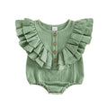 Solid Layered Ruffle Baby Romper Green 0-3 M