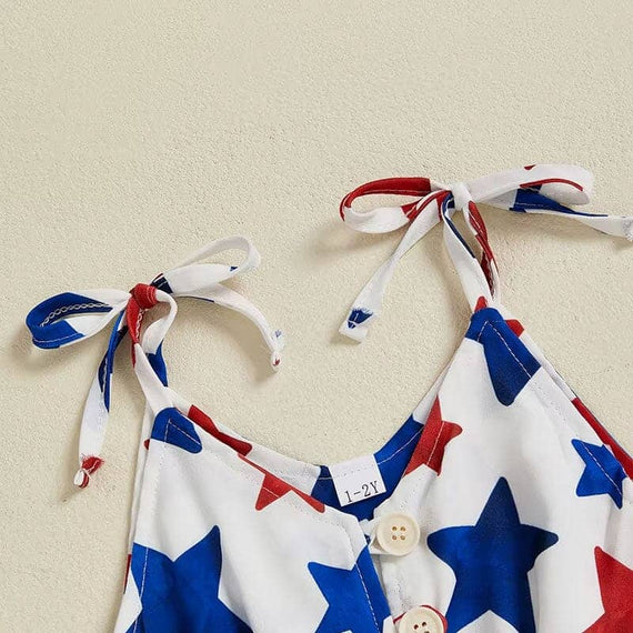 Tie Straps 4th of July Toddler Romper